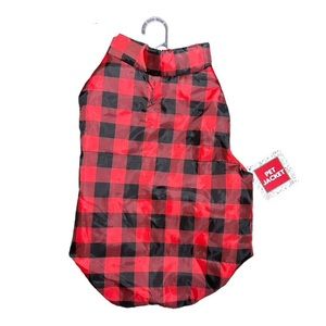 Dog Jacket Red and Black Plaid  | L